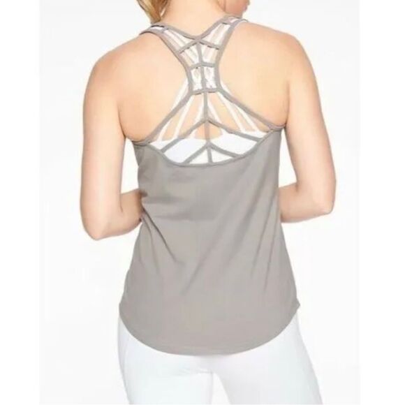 Athleta Halasana Macrame Tank Womens Large Silver Grey - Picture 9 of 9